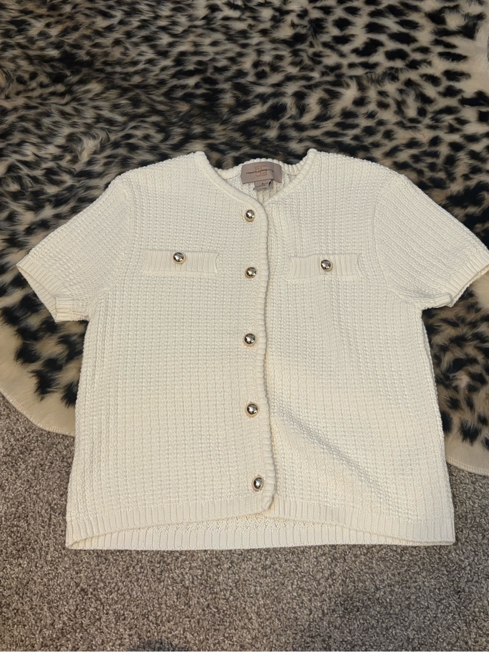 Knit Short-Sleeve Cardigan with Button Front